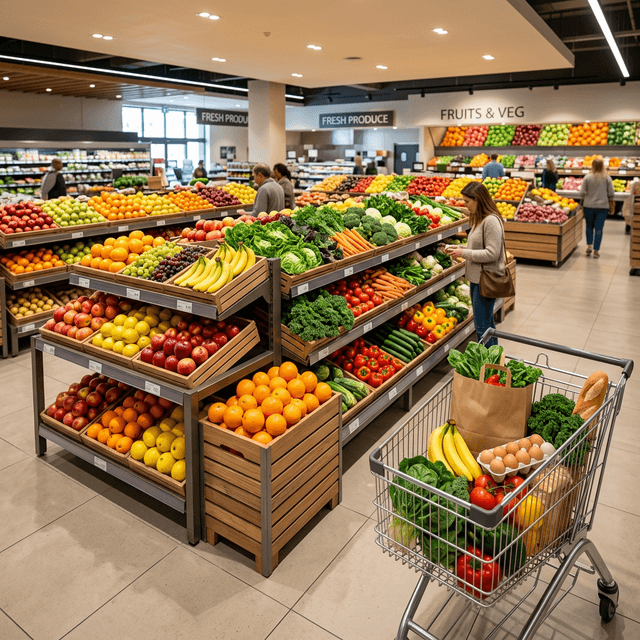 Fresh produce in a modern supermarket